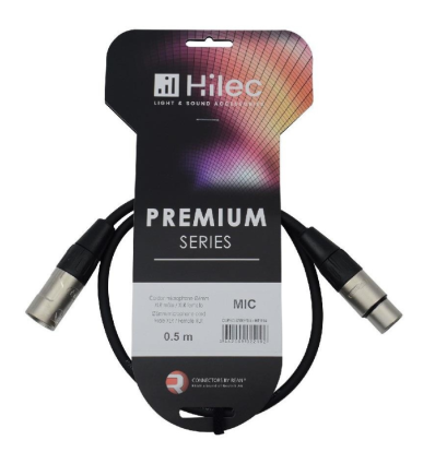 AUDIOPHONY CABLE 1 XLR MACHO A 1 XLR HEMBRA 0.5M PREMIUM HILEC