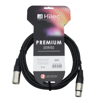 AUDIOPHONY CABLE 1 XLR MACHO A 1 XLR HEMBRA 3M PREMIUM HILEC