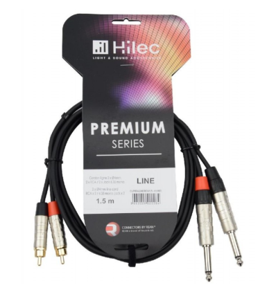 AUDIOPHONY CABLE 2 JACK 6.3 MONO A 2 RCA MACHO 1.5M PREMIUM