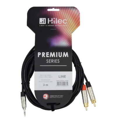 AUDIOPHONY CABLE 1 MINI JACK 3.5 ST A 2 RCA 3M PREMIUM HILEC