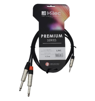 AUDIOPHONY CABLE 1 MINI JACK 3.5 ST A 2 JACK 6.3 MONO 1.5M PREMIUM