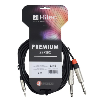 AUDIOPHONY CABLE 1 MINI JACK 3.5 ST A 2 JACK 6.3 MONO 3M PREMIUM