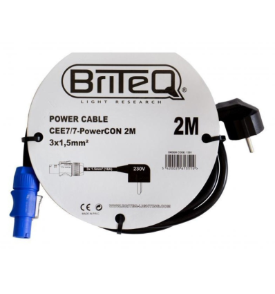 ≫ Comprar BRITEQ POWER CABLE CEE7/7-POWERCON 2M | Profesional DJ®