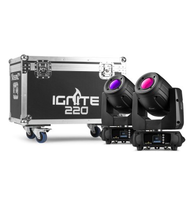 Beamz Pro IGNITE220 220W - Set de 2 cabezas móviles en flightcase