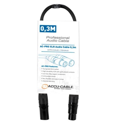 ACCU-CABLE AC-PRO XLR 0.3M - Cable de audio profesional